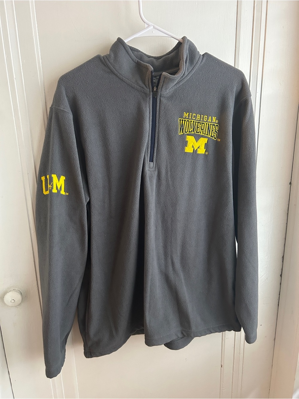 MICHI Gray Quarter-Zip Fleece Pullover with Yellow Logo